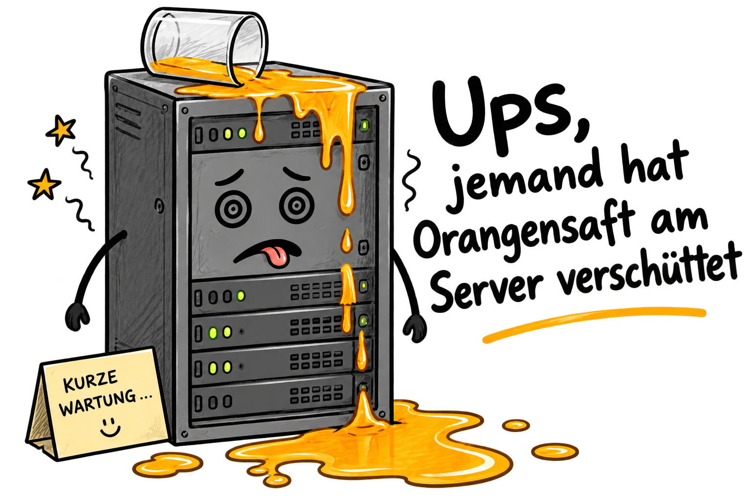 Ups, jemand hat Orangensaft am Server verschüttet.